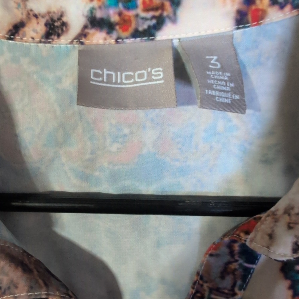 Chico Size 3 (16XL) Women's‎ 100% Polyester Casual Shirt Multicolored warm tones - Picture 3 of 10